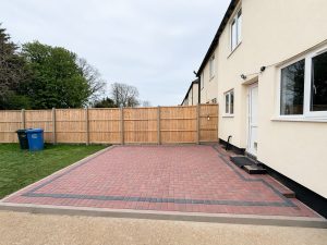 Completed front and back garden block paving installation in Rothwell, Kettering, Northamptonshire