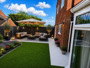 Porcelain patio and high quality garden fencing project in Great Holm Milton Keynes by AAS Group